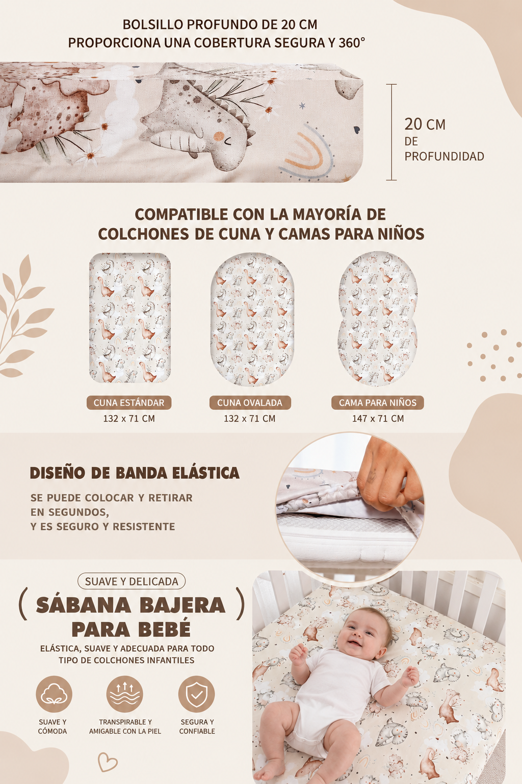 Sábana ajustable para cuna