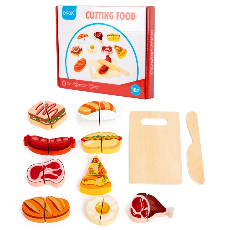Set de frutas y verduras de madera.