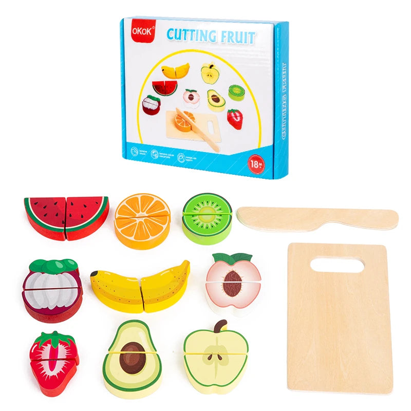 Set de frutas y verduras de madera.