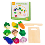 Set de frutas y verduras de madera.