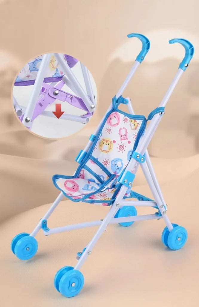 Carrito de muñecas en miniatura.