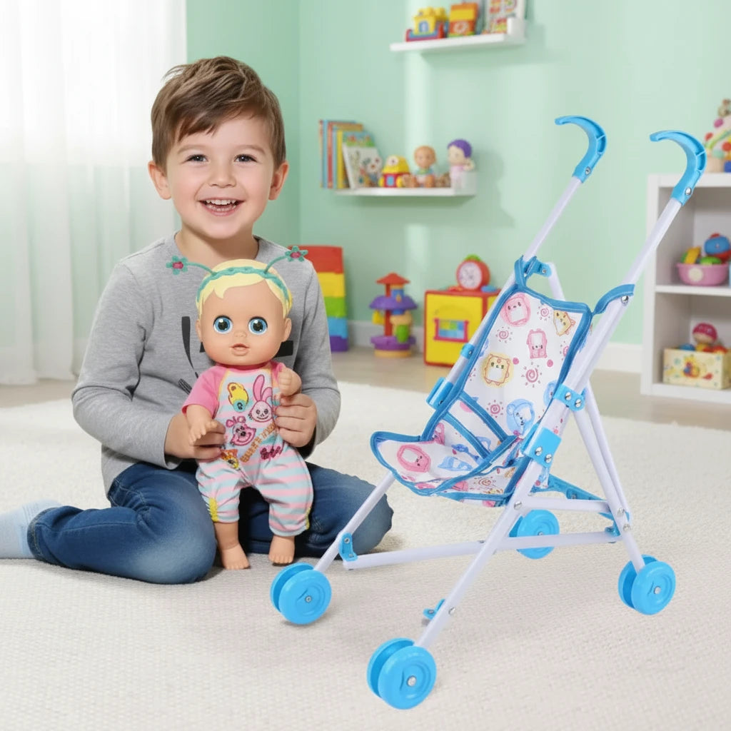 Carrito de muñecas en miniatura.