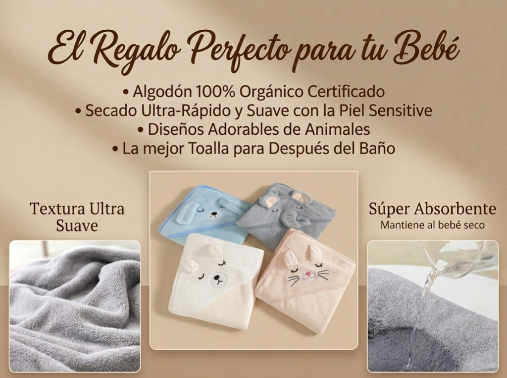 Toalla con capucha diseño animal